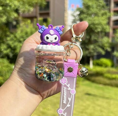 YAOYAO الكرتون الإبداعية السائل الرمال المتحركة العائمة محظوظ زجاجة المفاتيح Keyrings، لطيف فتاة والنساء هدية in Kuwait