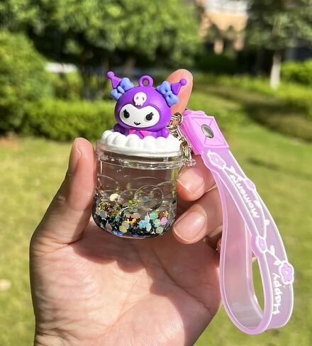 YAOYAO الكرتون الإبداعية السائل الرمال المتحركة العائمة محظوظ زجاجة المفاتيح Keyrings، لطيف فتاة والنساء هدية in Kuwait
