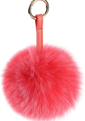 Pom Pom Keychain Fluffy Real Fox Fur Ball Keychain for Women Bag Purse car key Charms in Kuwait