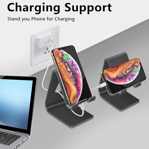 حامل الهاتف الخلوي COOLOO، 【عبوة من قطعتين】 حامل للهاتف المحمول مضاد للانزلاق، حامل، قاعدة متوافقة مع الهواتف الذكية التي تعمل بنظام Android، هاتف 13 12 Promax Mini 11 Pro Max Xs Xr X 8 7 6 6s Plus 5s، مكتب الملحقات - أسود... in Kuwait