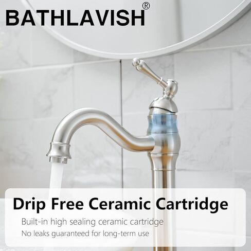 Black Vessel Sink Faucet Tall Farmhouse Single Hole Single Handle Vanity Lavatory Matte with Pop Up Drain Without Overflow in Kuwait