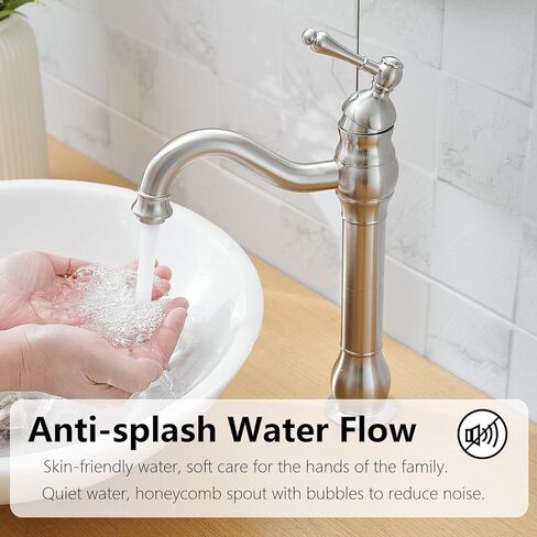 Black Vessel Sink Faucet Tall Farmhouse Single Hole Single Handle Vanity Lavatory Matte with Pop Up Drain Without Overflow in Kuwait