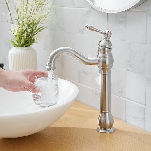 Black Vessel Sink Faucet Tall Farmhouse Single Hole Single Handle Vanity Lavatory Matte with Pop Up Drain Without Overflow in Kuwait