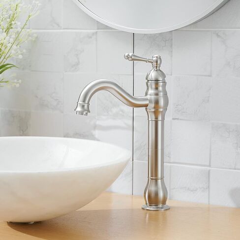 Black Vessel Sink Faucet Tall Farmhouse Single Hole Single Handle Vanity Lavatory Matte with Pop Up Drain Without Overflow in Kuwait