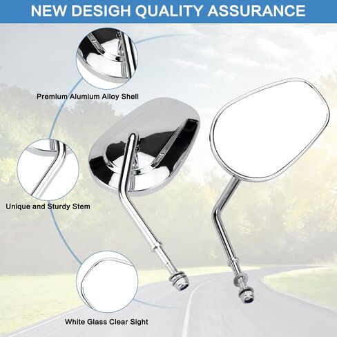 Motorcycle Teardrop Rear View Mirrors 8MM Adjustable Side Mirror 360 Degree Black Compatible with Harley Dyna Softail Sportster XL 883 1200 Road King Street Glide Electra Glide CVO 1982-2023 in Kuwait