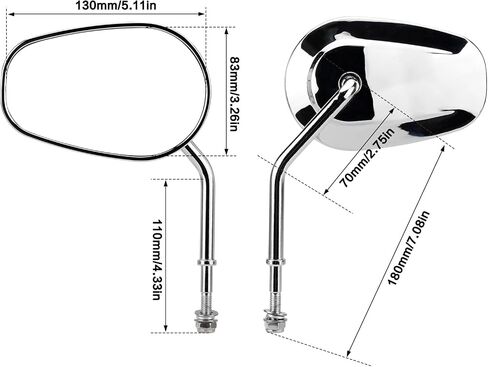 Motorcycle Teardrop Rear View Mirrors 8MM Adjustable Side Mirror 360 Degree Black Compatible with Harley Dyna Softail Sportster XL 883 1200 Road King Street Glide Electra Glide CVO 1982-2023 in Kuwait