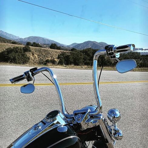 Motorcycle Teardrop Rear View Mirrors 8MM Adjustable Side Mirror 360 Degree Black Compatible with Harley Dyna Softail Sportster XL 883 1200 Road King Street Glide Electra Glide CVO 1982-2023 in Kuwait