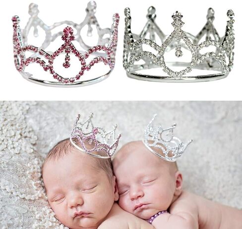"Leiah" Mini Rhinestone Crown, Newborn Photography Prop, Toddler/Child Flower Girl Princess Tiara (Gold) in Saudi Arabia