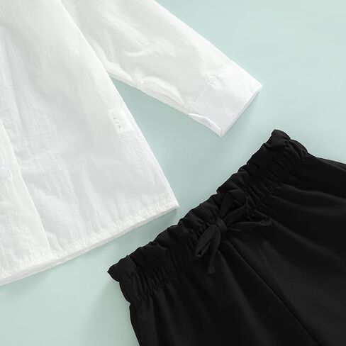 Toddler Girls Summer Clothes Set Sleeveless Crop Tops Vest+White Shirt+Elastic Waist Drawstring Shorts Outfits 1-6Y in Saudi Arabia