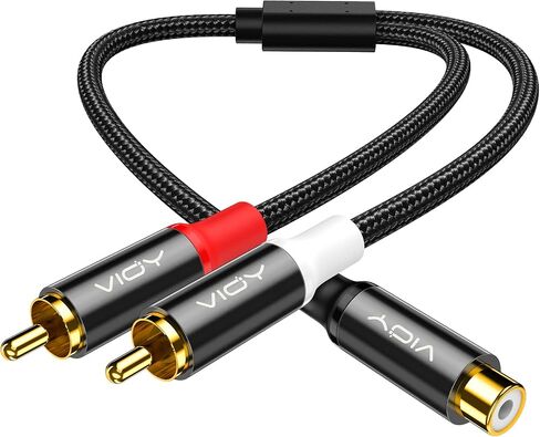 VIOY RCA Cable,1 RCA Female to 2 RCA Male Short Y Splitter Nylon Braided Extension Stereo Audio Y Adapter for Subwoofer, AV Receiver,Home Theater, Hi-Fi… in Saudi Arabia