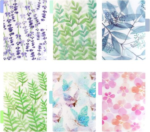 Framendino, 12 Pack Binder Index Dividers A5 Plastic Insertable Binder Index Page Tab Floral Binder Dividers with Stickers for 6 Rings Notebooks Diary Journal Planner in Saudi Arabia