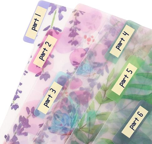 Framendino, 12 Pack Binder Index Dividers A5 Plastic Insertable Binder Index Page Tab Floral Binder Dividers with Stickers for 6 Rings Notebooks Diary Journal Planner in Saudi Arabia