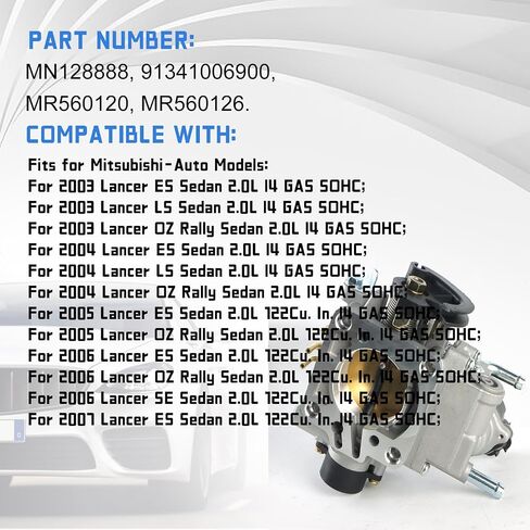 جسم الخانق MN128888 MR560120 MR560126 MD615660 يناسب 2002-2007 Mitsubishi-Lancer ES/LS/OZ 2.0L Sohc Eninge أجزاء ما بعد البيع لجسم الخانق، ضمان لمدة 6 أشهر in Saudi Arabia