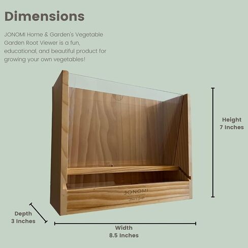 JONOMI Home & Garden ™ عارض جذور الخضروات - زارع داخلي مع نافذة لمشاهدة الجذور أثناء نموها - مثالي للمعلمين والآباء والأجداد - مشروع علمي جذاب للأطفال والطلاب in Saudi Arabia