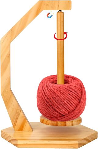 Magnetic Yarn Ball Holder, Smooth Rotation Wooden Yarn Spinner Stand Yarn Holder for Knitting and Crocheting Yarn Organizer Gifts for Crochet DIY Craft Lovers (Burlywood) in Saudi Arabia
