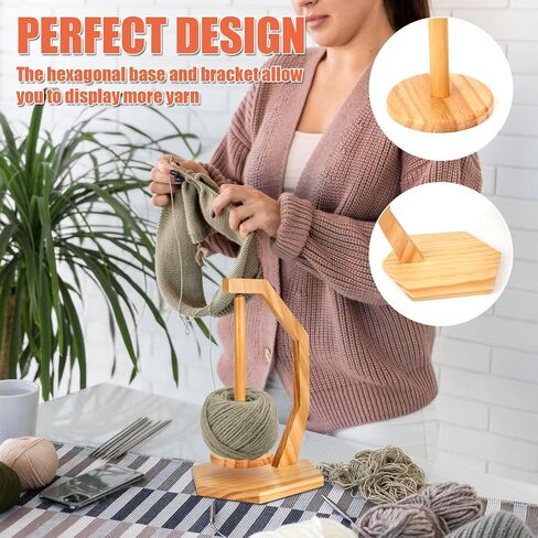 Magnetic Yarn Ball Holder, Smooth Rotation Wooden Yarn Spinner Stand Yarn Holder for Knitting and Crocheting Yarn Organizer Gifts for Crochet DIY Craft Lovers (Burlywood) in Saudi Arabia