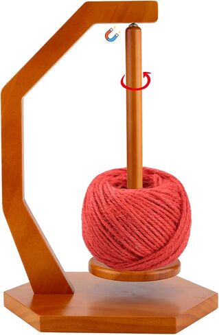 Magnetic Yarn Ball Holder, Smooth Rotation Wooden Yarn Spinner Stand Yarn Holder for Knitting and Crocheting Yarn Organizer Gifts for Crochet DIY Craft Lovers (Burlywood) in Saudi Arabia