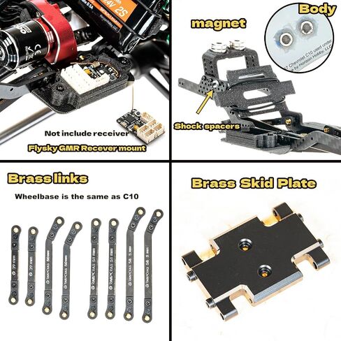 RampCrab Carbon Fiber Chassis Kit for SCX24, 7° Angled Skid, LCG Chassis Kit for Axial SCX24 C10, JLU, Bronco, Upgrade Part in Saudi Arabia