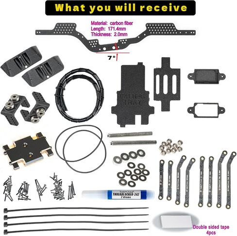 RampCrab Carbon Fiber Chassis Kit for SCX24, 7° Angled Skid, LCG Chassis Kit for Axial SCX24 C10, JLU, Bronco, Upgrade Part in Saudi Arabia
