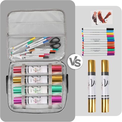 حقيبة حمل مزدوجة الطبقات متوافقة مع Cricut EasyPress 2/3(12x10 و9x9) أو غيرها من آلات الضغط الحراري مقاس 10x10 بوصة، حقيبة تخزين مع جيوب للأدوات والملحقات الحرفية، حصيرة سهلة الضغط باللون الرمادي in Kuwait