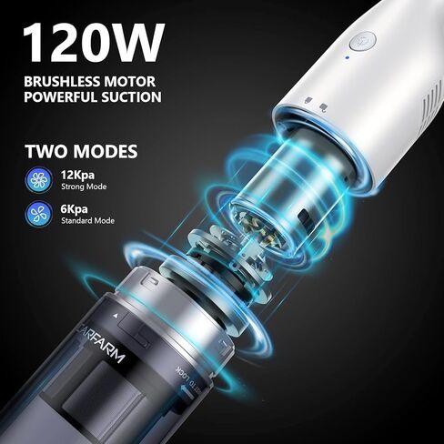 Handheld Vacuum Cordless, Car Vacuum Cleaner Rechargeable, Extendable Portable Hand Vacuum 12000Pa Suction Power 25 min Long Runtime with 2 in 1 Crevice Tool Floor Brush for Home Car Hardwood Floor in Saudi Arabia