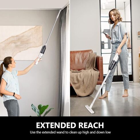 Handheld Vacuum Cordless, Car Vacuum Cleaner Rechargeable, Extendable Portable Hand Vacuum 12000Pa Suction Power 25 min Long Runtime with 2 in 1 Crevice Tool Floor Brush for Home Car Hardwood Floor in Saudi Arabia