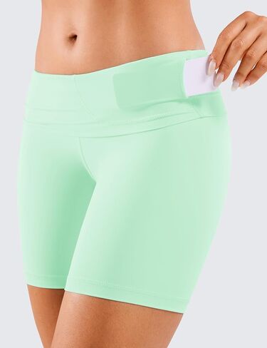 CRZ YOGA Women's Naked Feeling Biker Shorts - 6 Inches High Waist Yoga Workout Running Gym Spandex Shorts Mint Moment Medium in Saudi Arabia