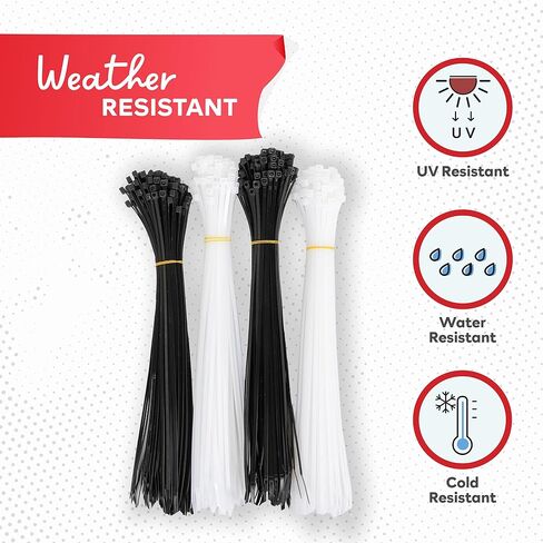 XFasten Strong Zip Cable Ties Heavy Duty, 8" & 12" Cable Tie Assortment, 200 PCS Cable Management Home Office Must Haves, Multicolor & Black Cable Ties, Self-Locking Computer Cable Ties Outdoor/Indoor in Saudi Arabia