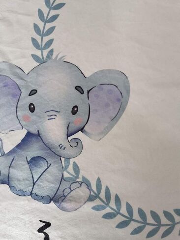 Baby Monthly Milestone Blanket Twins Neutral Blue Elephant Newborn Nursery Decor Photo Props Shoots Photography Growing Toddlers Soft Fleece Swaddle Blanket with Wreath Frames in Saudi Arabia