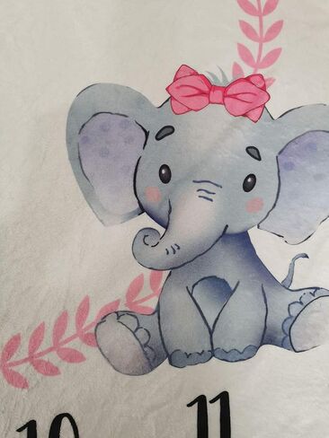 Baby Monthly Milestone Blanket Twins Neutral Blue Elephant Newborn Nursery Decor Photo Props Shoots Photography Growing Toddlers Soft Fleece Swaddle Blanket with Wreath Frames in Saudi Arabia