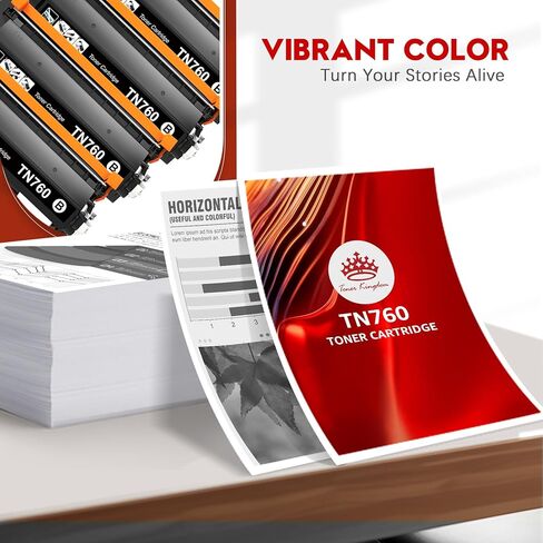 خرطوشة حبر تونر كينجدوم TN760 بديلة متوافقة لطابعة حبر Brother TN760 TN-760 TN 760 TN730 لطابعة الحبر HL-L2350DW HL-L2395DW HL-L2370DW DCP-L2550DW MFC-L2710DW (أسود، عبوتان) in Kuwait