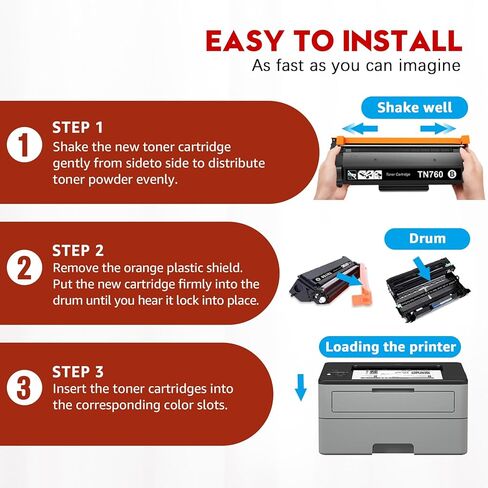 خرطوشة حبر تونر كينجدوم TN760 بديلة متوافقة لطابعة حبر Brother TN760 TN-760 TN 760 TN730 لطابعة الحبر HL-L2350DW HL-L2395DW HL-L2370DW DCP-L2550DW MFC-L2710DW (أسود، عبوتان) in Kuwait
