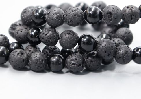 Black Tourmaline Necklace for Men - Tourmaline Lava Rock Healing Crystals Beaded Necklace for Essential Oils Diffuser, Mens Anniversary Birthday Fathers Day Energy Balancing Spiritual Jewelry Gifts in Kuwait