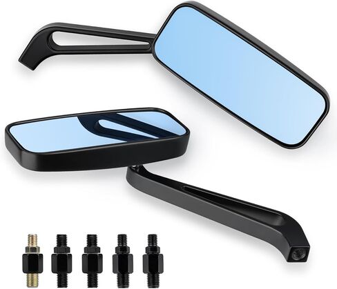 مرايا المقود للدراجات النارية 8 مم / 10 مم مستطيلة سوداء للدراجات النارية مرايا جانبية للرؤية الخلفية متوافقة مع كاواساكي سوزوكي ياماها كروزر تشوبر in Kuwait