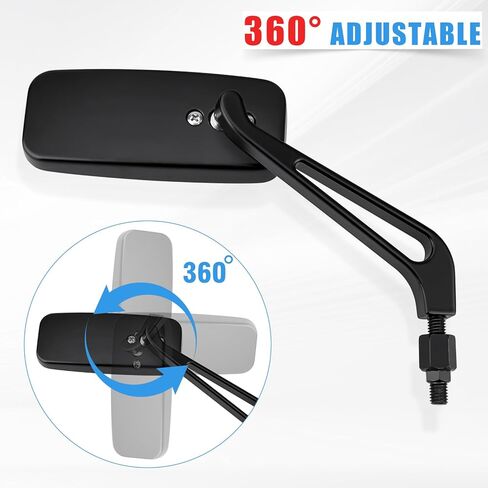 مرايا المقود للدراجات النارية 8 مم / 10 مم مستطيلة سوداء للدراجات النارية مرايا جانبية للرؤية الخلفية متوافقة مع كاواساكي سوزوكي ياماها كروزر تشوبر in Kuwait