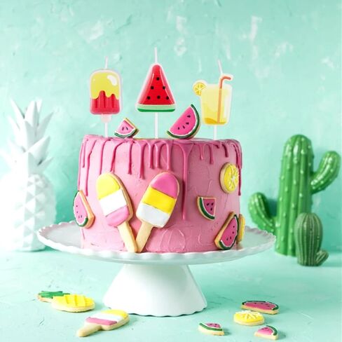 6Pcs Watermelon Birthday Candles Cute Summer Fruit Watermelon Popsicle Candles for Birthday Cake Decoration Watermelon Theme Party Baby Shower Party Wedding Candle Party Supplies in Kuwait