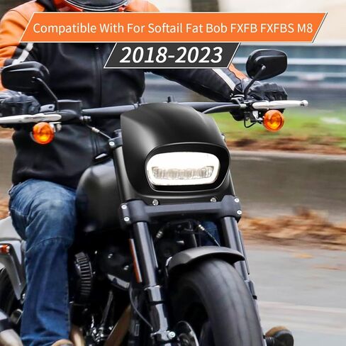 غطاء هدية أمامي أسود متوافق مع سوفتيل فات بوب FXFB FXFBS M8 2018-2023 كشافات أمامية للرأس قلنسوة in Kuwait