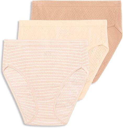 Jockey Women's Underwear Elance Breathe French Cut - 3 Pack, Whisper Stripe/Sheer Peach/Light, 5 in Saudi Arabia