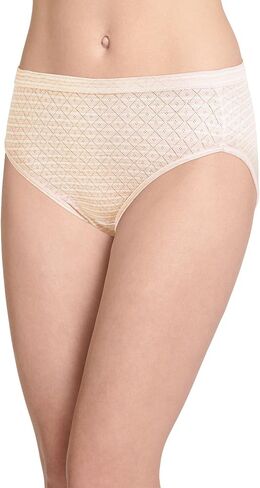 Jockey Women's Underwear Elance Breathe French Cut - 3 Pack, Whisper Stripe/Sheer Peach/Light, 5 in Saudi Arabia