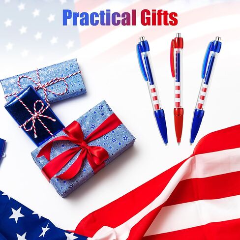 Ctosree 100 Pcs 4th of July Pens USA Patriotic Themed Pens American Flag Independence Day Gift Gel Ink Retractable Ballpoint Pens for Writing and Signing School Office Supplies Party Decor Favor in Saudi Arabia