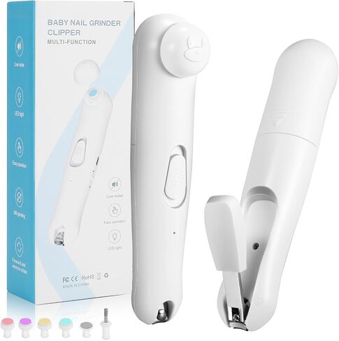 ماكينة تشذيب أظافر الأطفال الكهربائية، قابلة لإعادة الشحن مع مبرد أظافر خفيف، منخفض الضوضاء للأطفال حديثي الولادة، تعديل 4 سرعات، يتضمن 6 رؤوس جلخ، مقص أظافر الأطفال in Kuwait