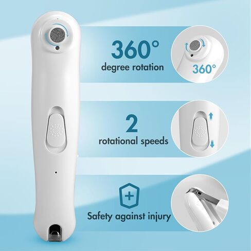 ماكينة تشذيب أظافر الأطفال الكهربائية، قابلة لإعادة الشحن مع مبرد أظافر خفيف، منخفض الضوضاء للأطفال حديثي الولادة، تعديل 4 سرعات، يتضمن 6 رؤوس جلخ، مقص أظافر الأطفال in Kuwait