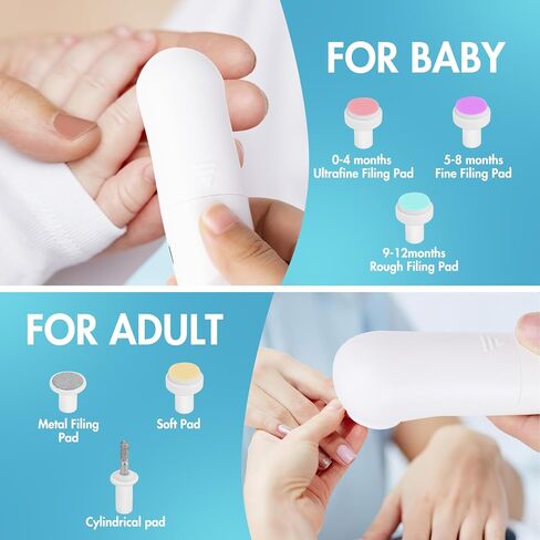 ماكينة تشذيب أظافر الأطفال الكهربائية، قابلة لإعادة الشحن مع مبرد أظافر خفيف، منخفض الضوضاء للأطفال حديثي الولادة، تعديل 4 سرعات، يتضمن 6 رؤوس جلخ، مقص أظافر الأطفال in Kuwait