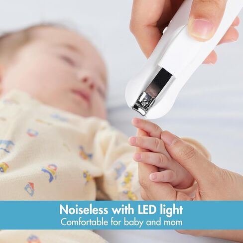 ماكينة تشذيب أظافر الأطفال الكهربائية، قابلة لإعادة الشحن مع مبرد أظافر خفيف، منخفض الضوضاء للأطفال حديثي الولادة، تعديل 4 سرعات، يتضمن 6 رؤوس جلخ، مقص أظافر الأطفال in Kuwait