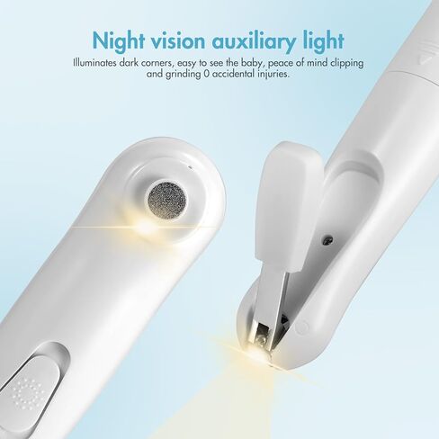 ماكينة تشذيب أظافر الأطفال الكهربائية، قابلة لإعادة الشحن مع مبرد أظافر خفيف، منخفض الضوضاء للأطفال حديثي الولادة، تعديل 4 سرعات، يتضمن 6 رؤوس جلخ، مقص أظافر الأطفال in Kuwait