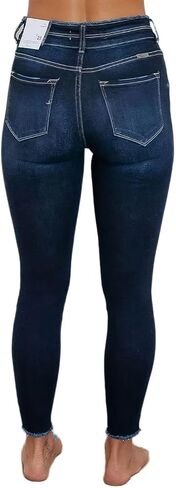 Flamingals Women's Ripped Button Cropped Skinny Leg Jeans Mid Waist Casual Pants in Saudi Arabia