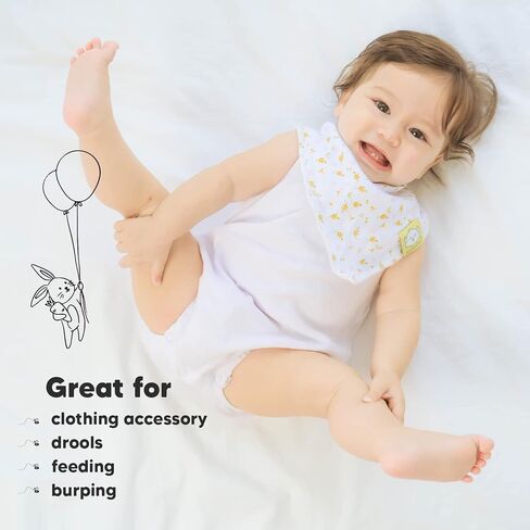KeaBabies 8-Pack Organic Baby Bandana Drool Bibs and 5-Pack Muslin Burp Cloths Baby Boy, Girl - Stylish Unisex Bandana Bibs, Viscose from Bamboo Cotton Burp Cloth in Saudi Arabia
