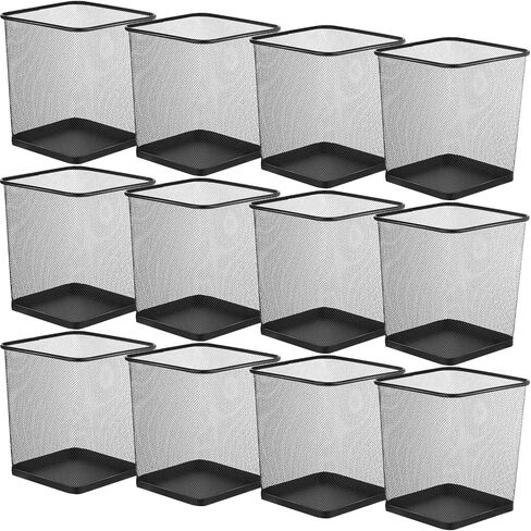 Zubebe Office Trash Can, 4.0 Gallon Capacity, Metal Material, Black Color, 12 Pieces in Saudi Arabia