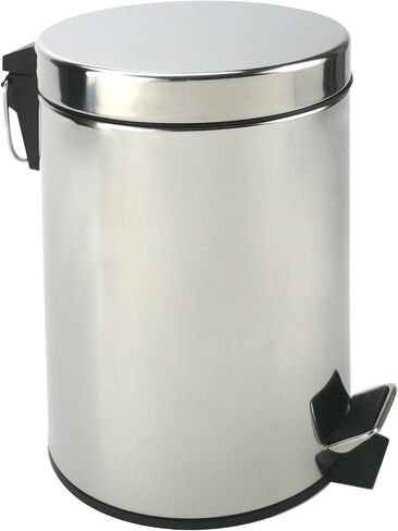 Mason Stainless Steel Metal Soft Close Step Can with Removable Inner Bucket, 5 Liters/ 1.3 Gallon Wastebasket for Bathroom, Bedroom, Kitchen, Office, Chrome in Saudi Arabia