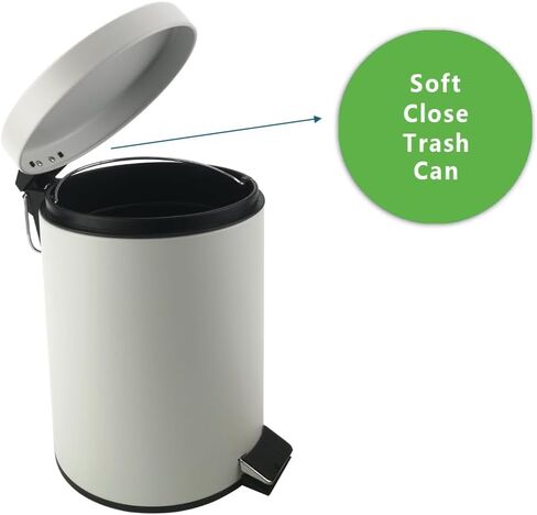 Mason Stainless Steel Metal Soft Close Step Can with Removable Inner Bucket, 5 Liters/ 1.3 Gallon Wastebasket for Bathroom, Bedroom, Kitchen, Office, Chrome in Saudi Arabia